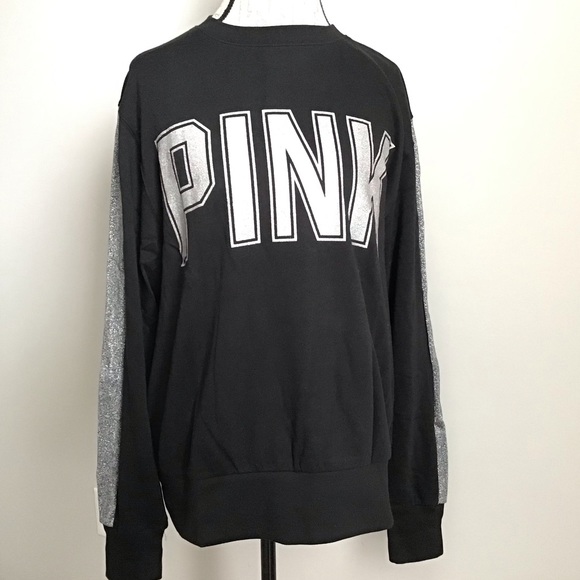 PINK VS Sequins Campus Crew Sweatshirt Top NWT - Picture 7 of 10